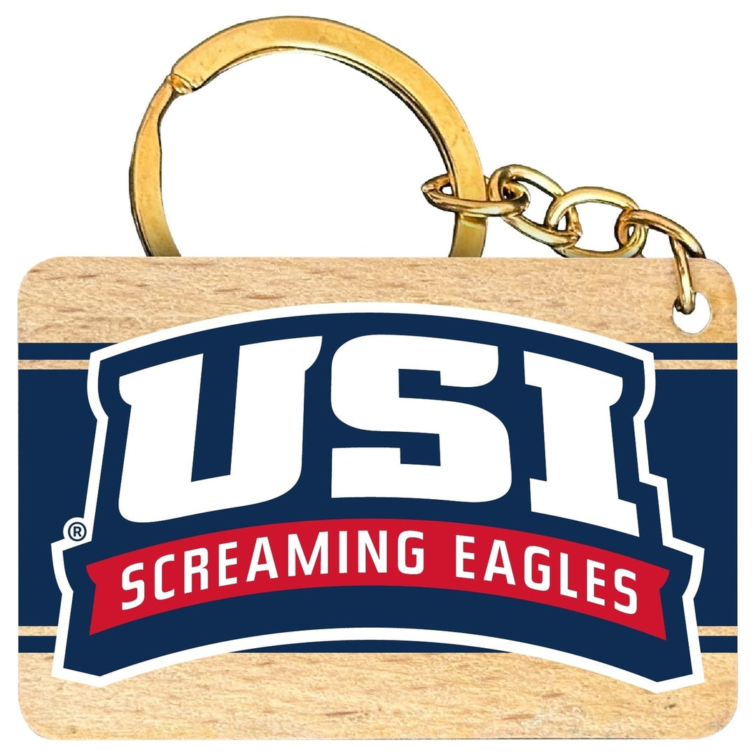 University of Southern Indiana Flat Wood Keychain 1.5" x 2.5" Officially Licensed Collegiate Product Image 1