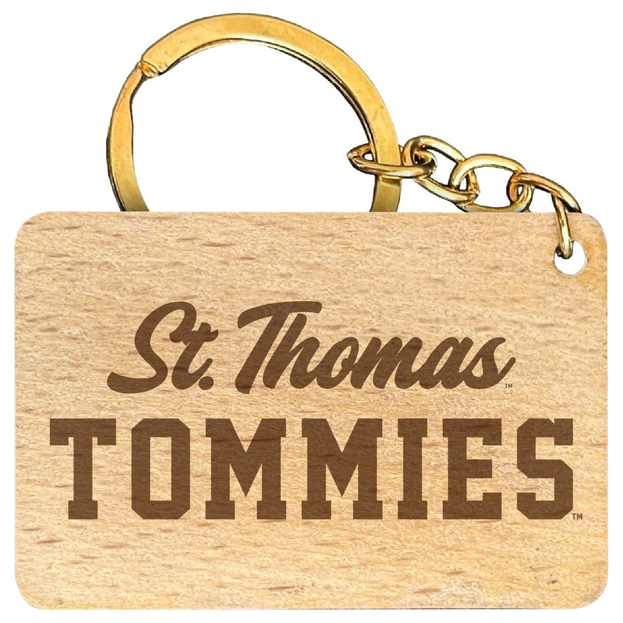 University of St. Thomas Engraved Flat Wood Keychain 1.5" x 2.5" Officially Licensed Collegiate Product Image 1