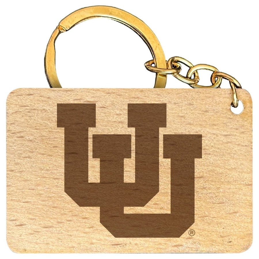 Utah Utes Engraved Flat Wood Keychain 1.5" x 2.5" Officially Licensed Collegiate Product Image 1