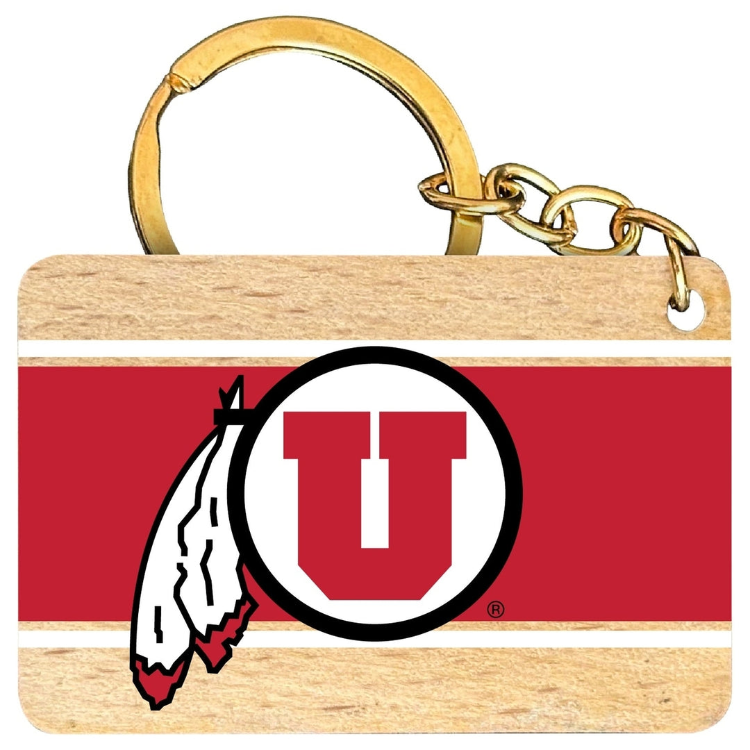 Utah Utes Flat Wood Keychain 1.5" x 2.5" Officially Licensed Collegiate Product Image 1