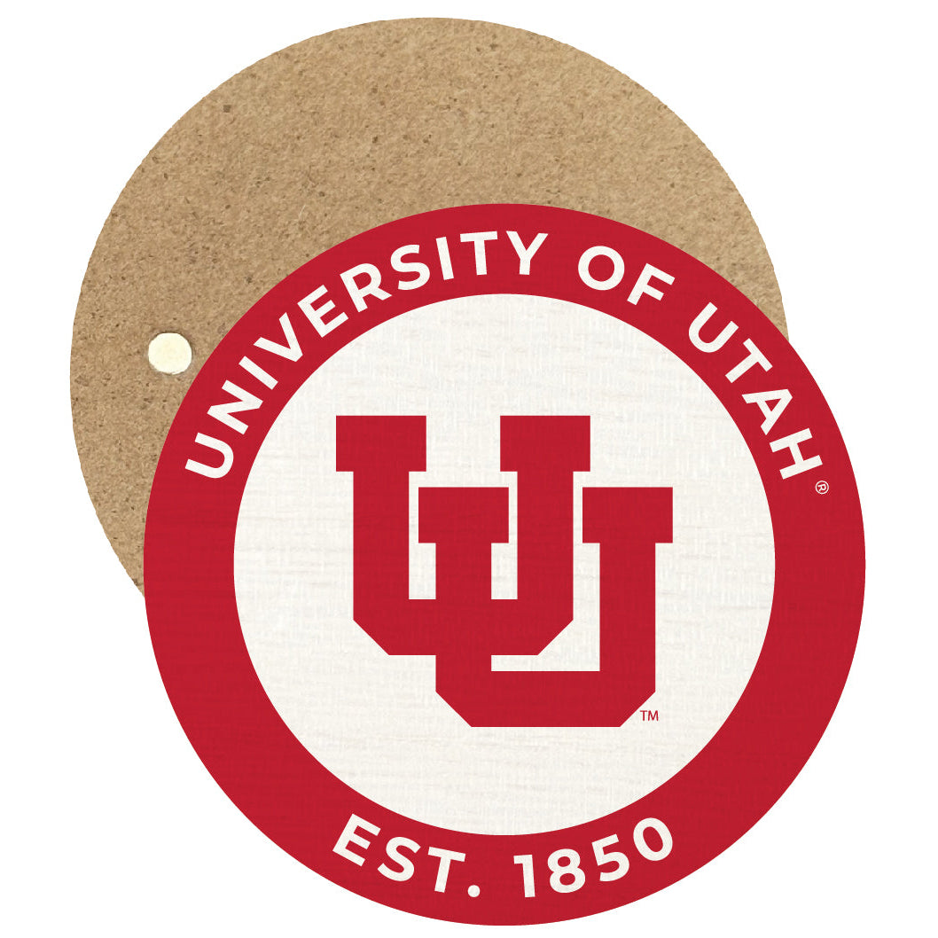 Utah Utes Round Wooden 2.5" Fridge Magnet Officially Licensed Collegiate Product Image 1