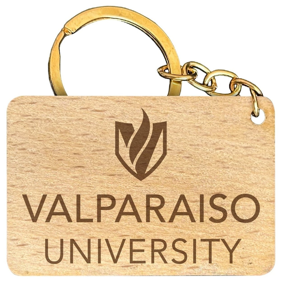 Valparaiso University Engraved Flat Wood Keychain 1.5" x 2.5" Officially Licensed Collegiate Product Image 1