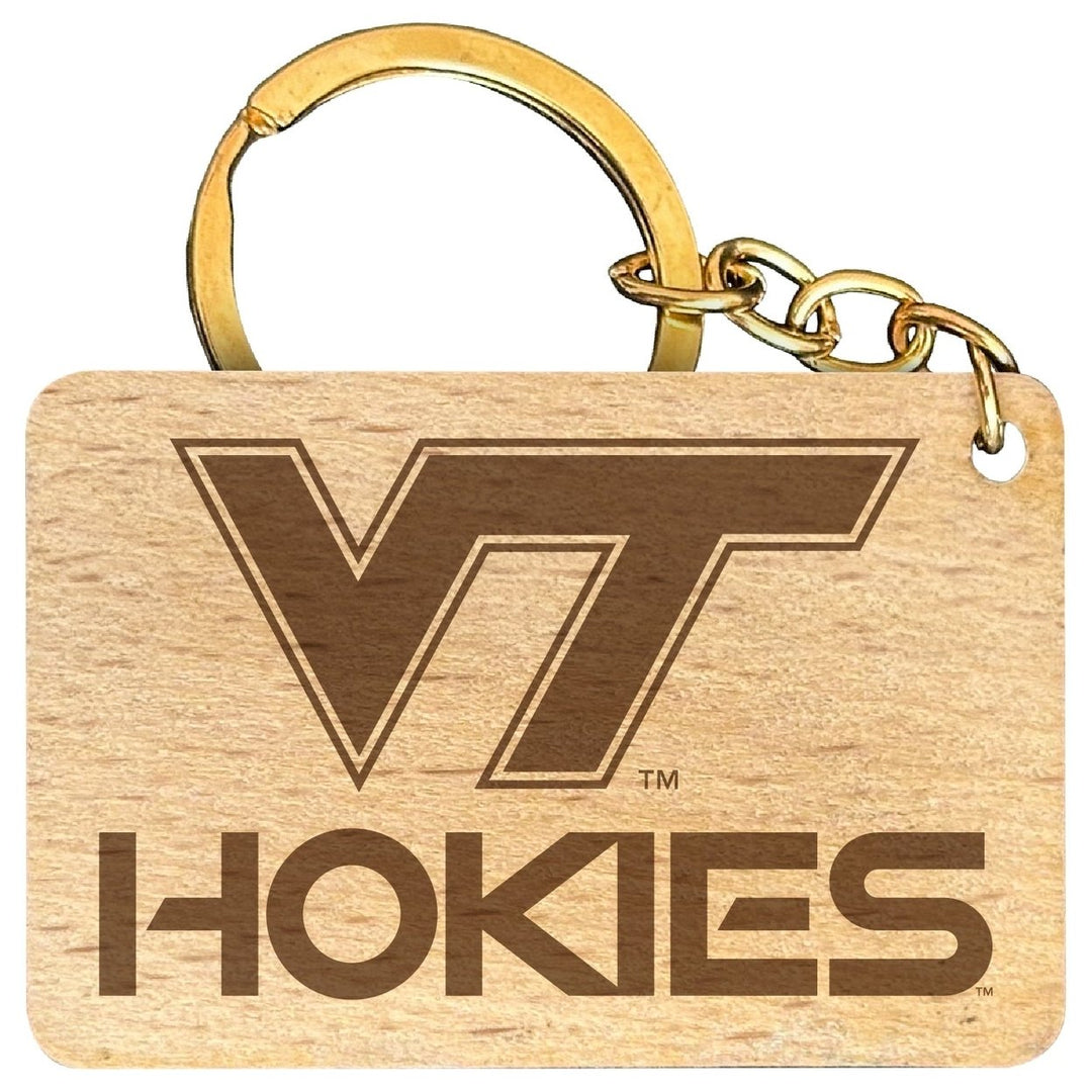 Virginia Tech Hokies Engraved Flat Wood Keychain 1.5" x 2.5" Officially Licensed Collegiate Product Image 1