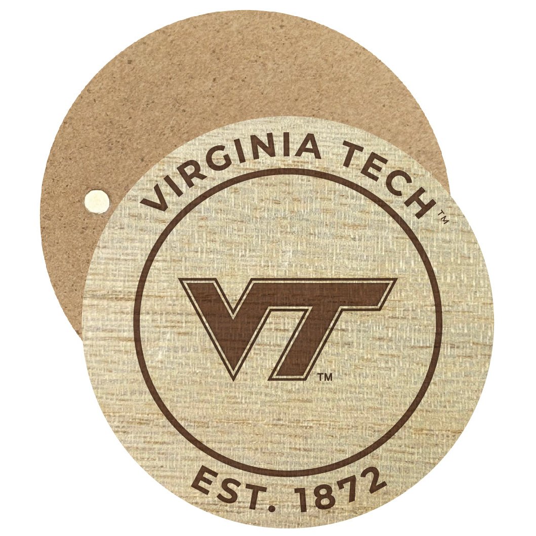 Virginia Tech Hokies Engraved Round Wooden 2.5" Fridge Magnet Officially Licensed Collegiate Product Image 1