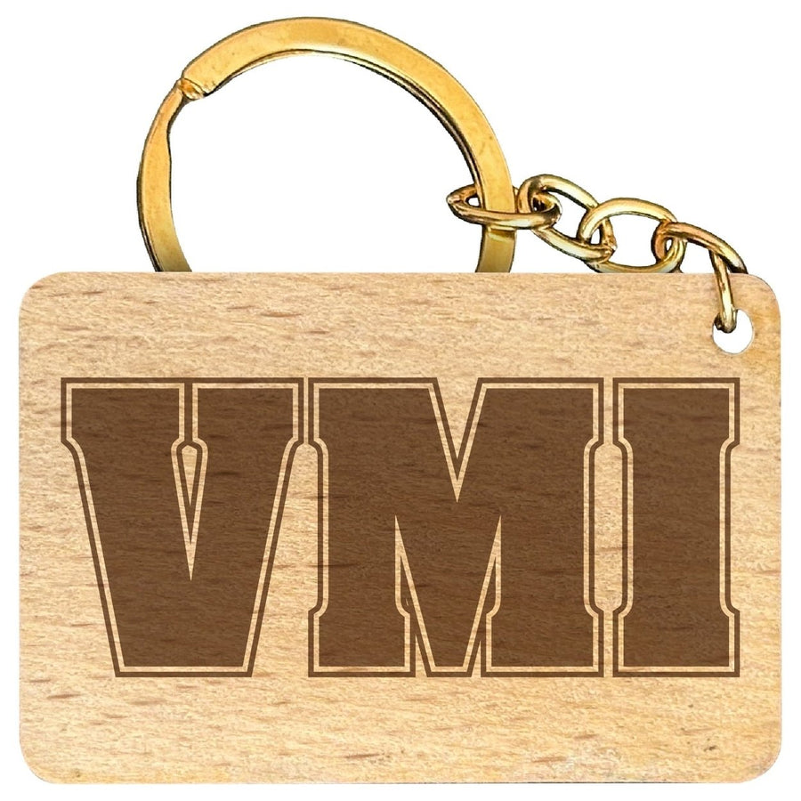 VMI Keydets Engraved Flat Wood Keychain 1.5" x 2.5" Officially Licensed Collegiate Product Image 1