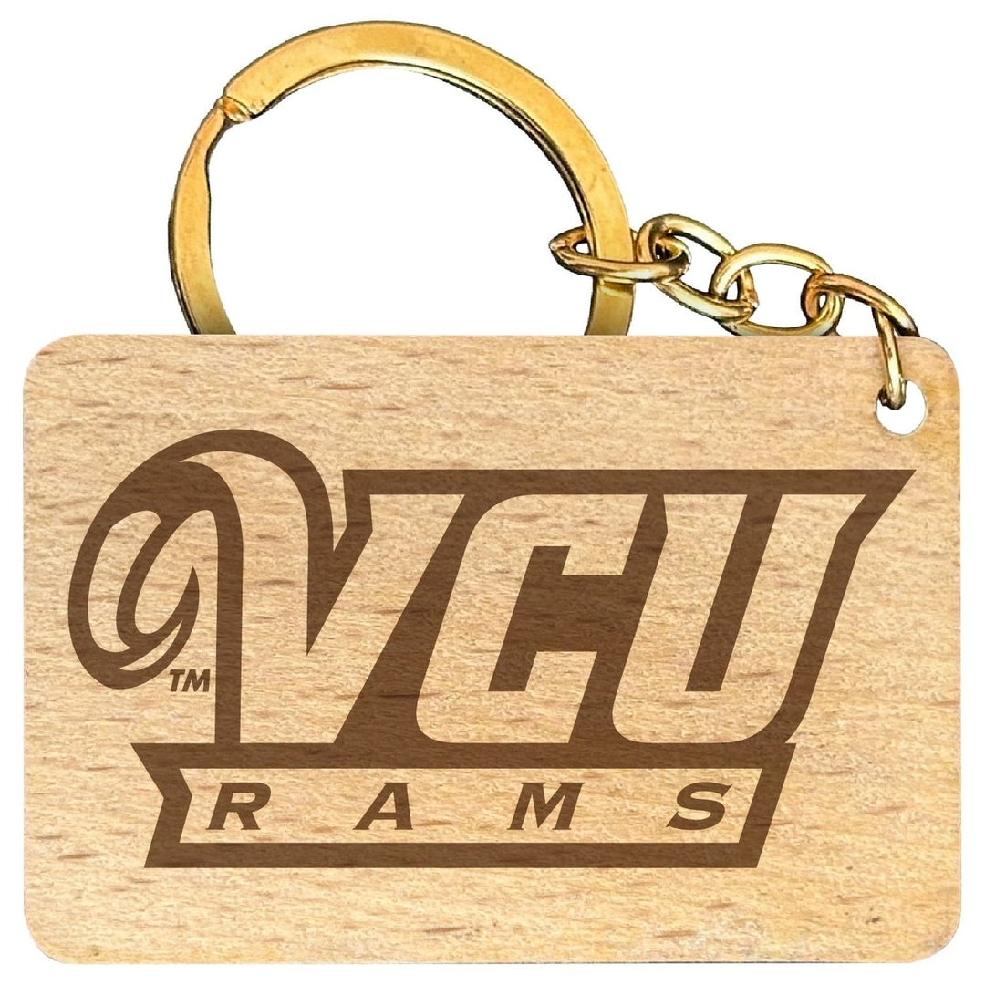 Virginia Commonwealth Engraved Flat Wood Keychain 1.5" x 2.5" Officially Licensed Collegiate Product Image 1