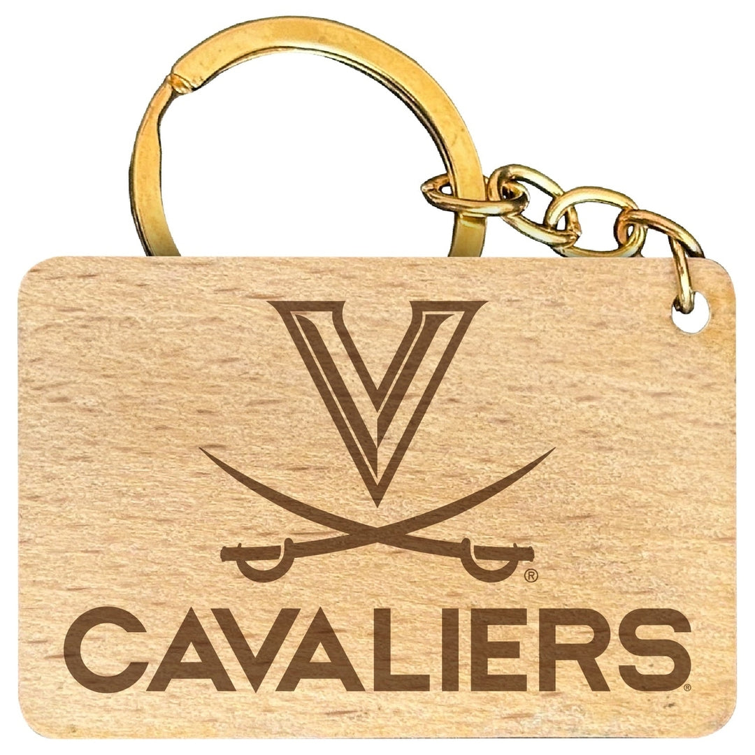 Virginia Cavaliers Engraved Flat Wood Keychain 1.5" x 2.5" Officially Licensed Collegiate Product Image 1