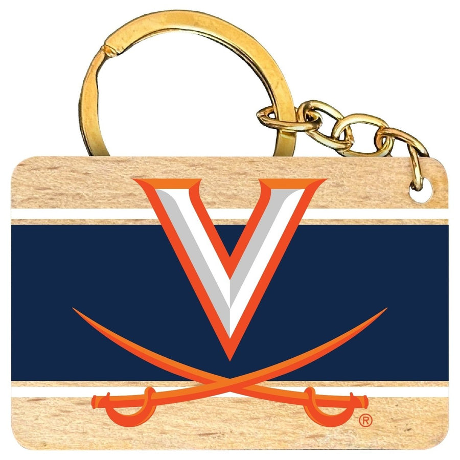 Virginia Cavaliers Flat Wood Keychain 1.5" x 2.5" Officially Licensed Collegiate Product Image 1