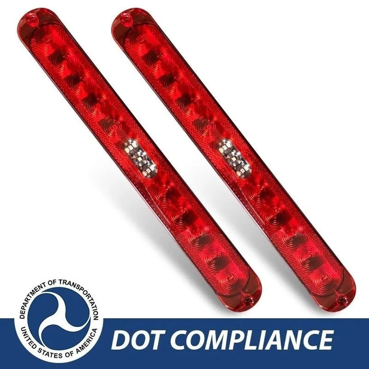 12V Red Waterproof LED Trailer Marker Light Bar 2X15 Inch Slim Design DOT Certified Image 1