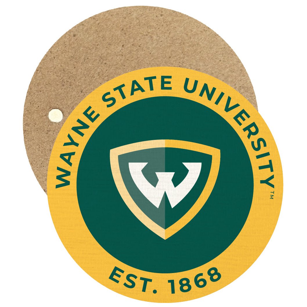 Wayne State Round Wooden 2.5" Fridge Magnet Officially Licensed Collegiate Product Image 1