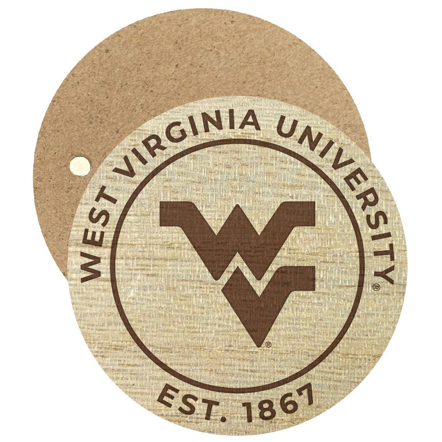 West Virginia Mountaineers Engraved Round Wooden 2.5" Fridge Magnet Officially Licensed Collegiate Product Image 1