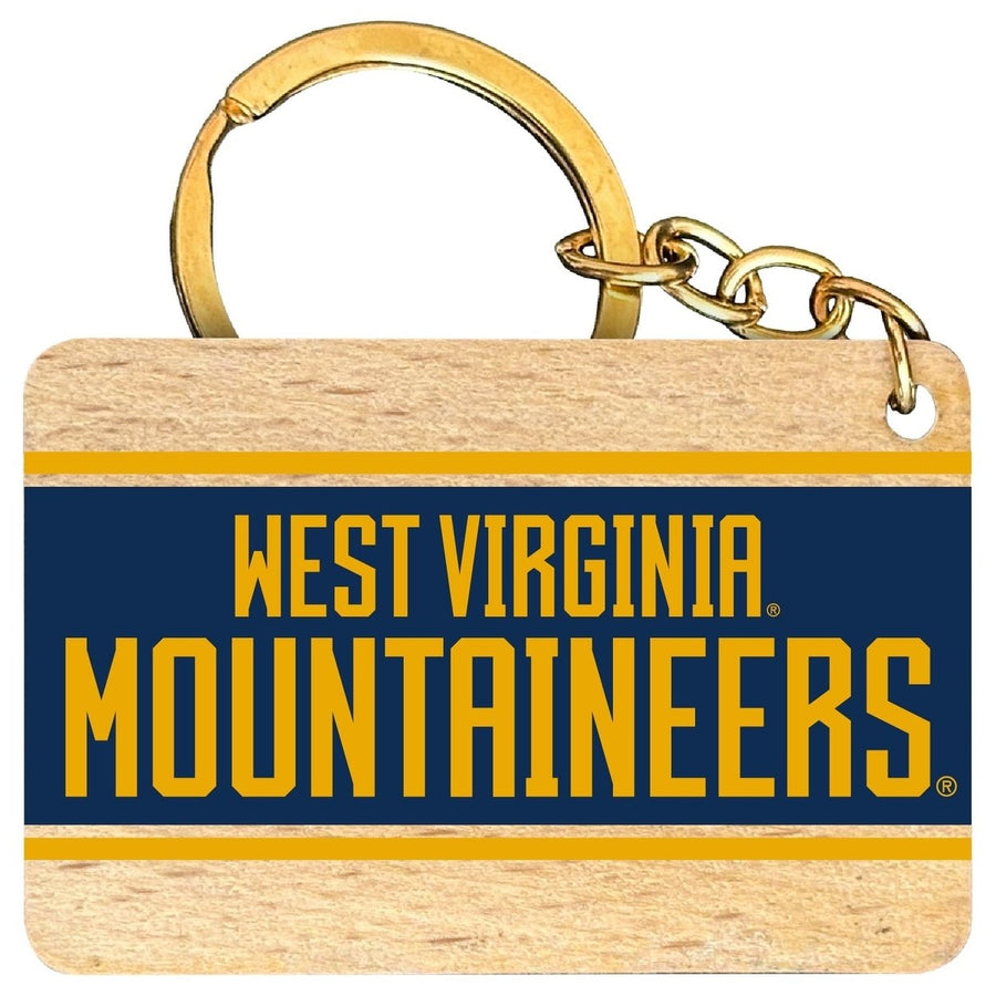 West Virginia Mountaineers Flat Wood Keychain 1.5" x 2.5" Officially Licensed Collegiate Product Image 1