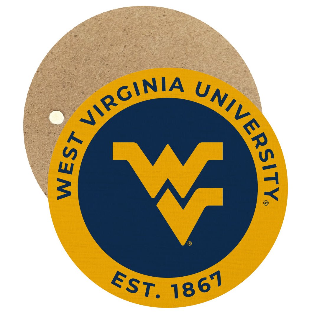 West Virginia Mountaineers Round Wooden 2.5" Fridge Magnet Officially Licensed Collegiate Product Image 1