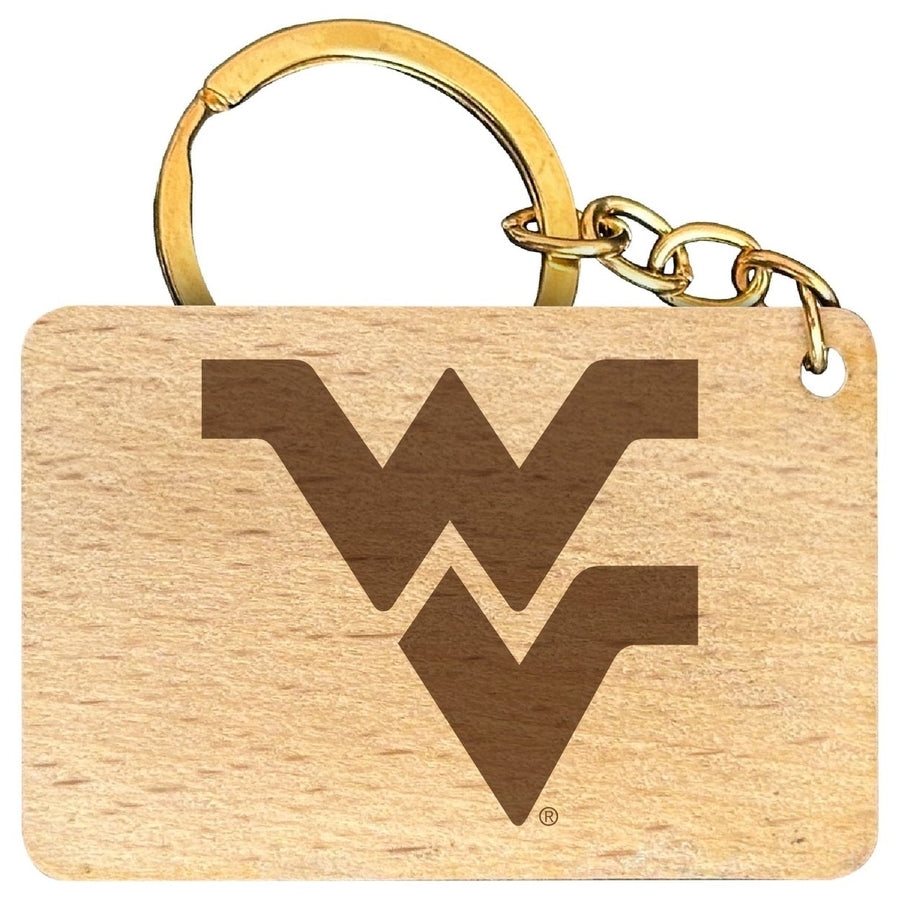 West Virginia Mountaineers Engraved Flat Wood Keychain 1.5" x 2.5" Officially Licensed Collegiate Product Image 1