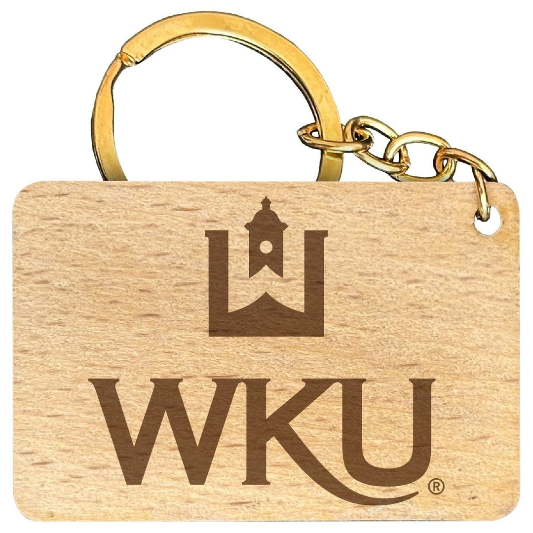 Western Kentucky Hilltoppers Engraved Flat Wood Keychain 1.5" x 2.5" Officially Licensed Collegiate Product Image 1