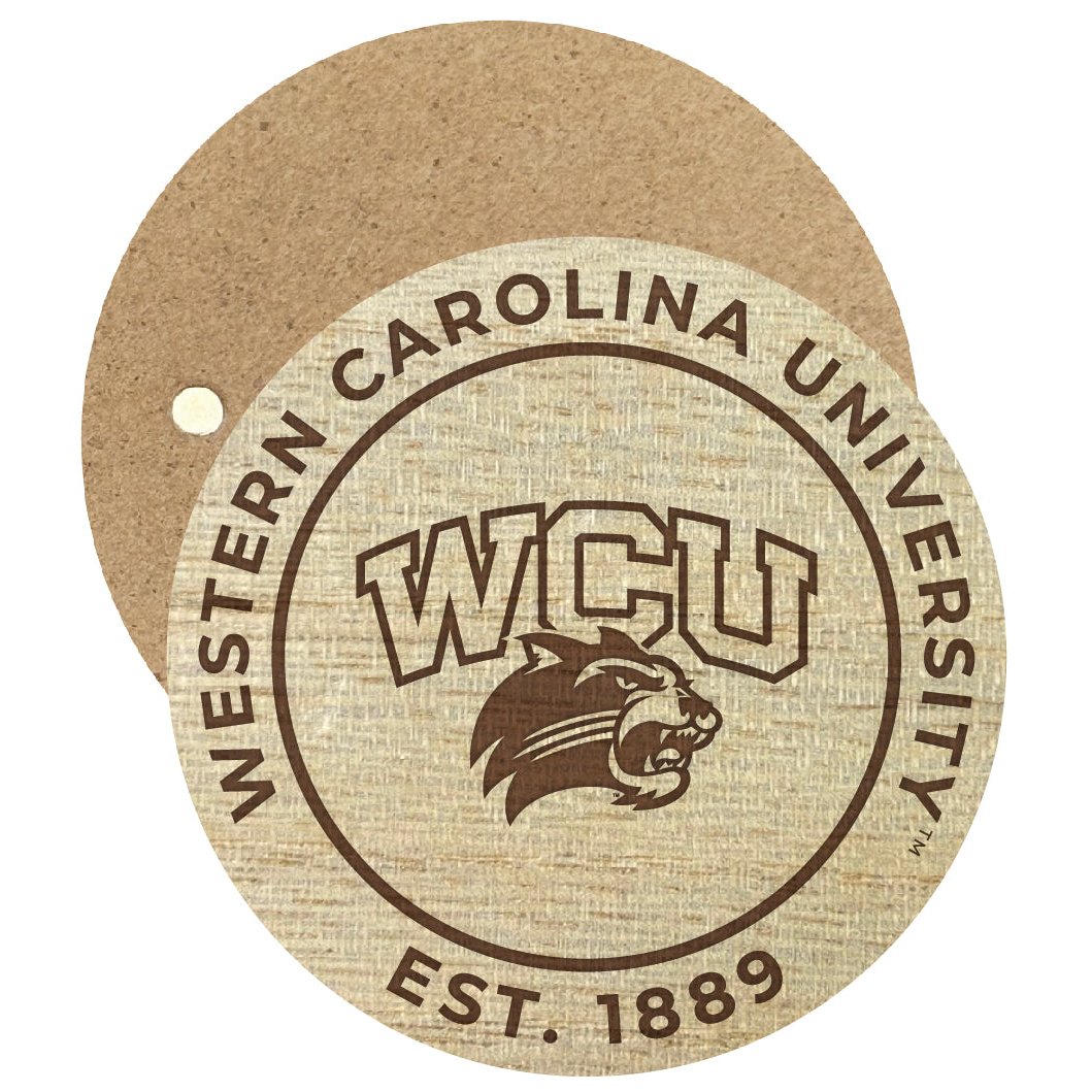 Western Carolina University Engraved Round Wooden 2.5" Fridge Magnet Officially Licensed Collegiate Product Image 1