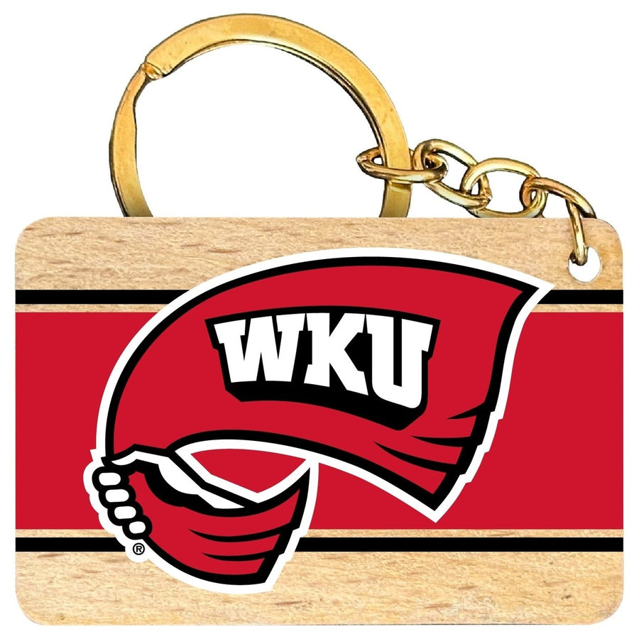 Western Kentucky Hilltoppers Flat Wood Keychain 1.5" x 2.5" Officially Licensed Collegiate Product Image 1