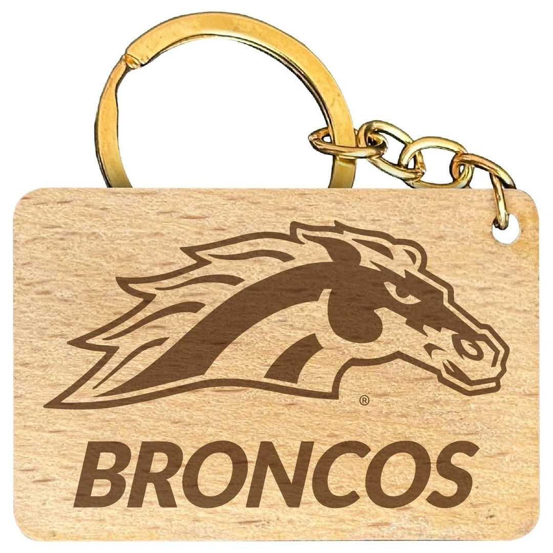 Western Michigan University Engraved Flat Wood Keychain 1.5" x 2.5" Officially Licensed Collegiate Product Image 1