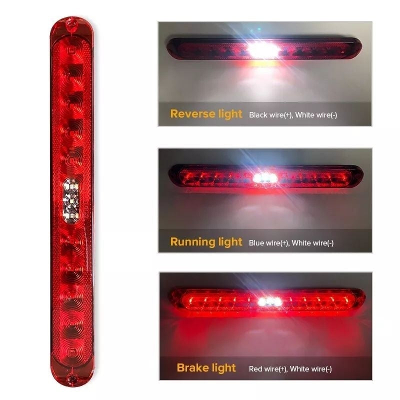 12V Red Waterproof LED Trailer Marker Light Bar 2X15 Inch Slim Design DOT Certified Image 3