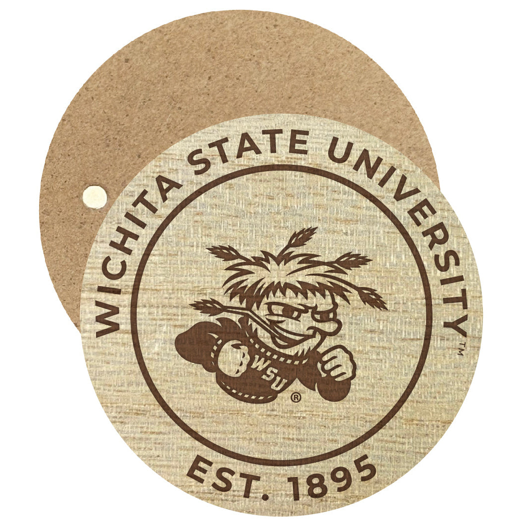 Wichita State Shockers Engraved Round Wooden 2.5" Fridge Magnet Officially Licensed Collegiate Product Image 1