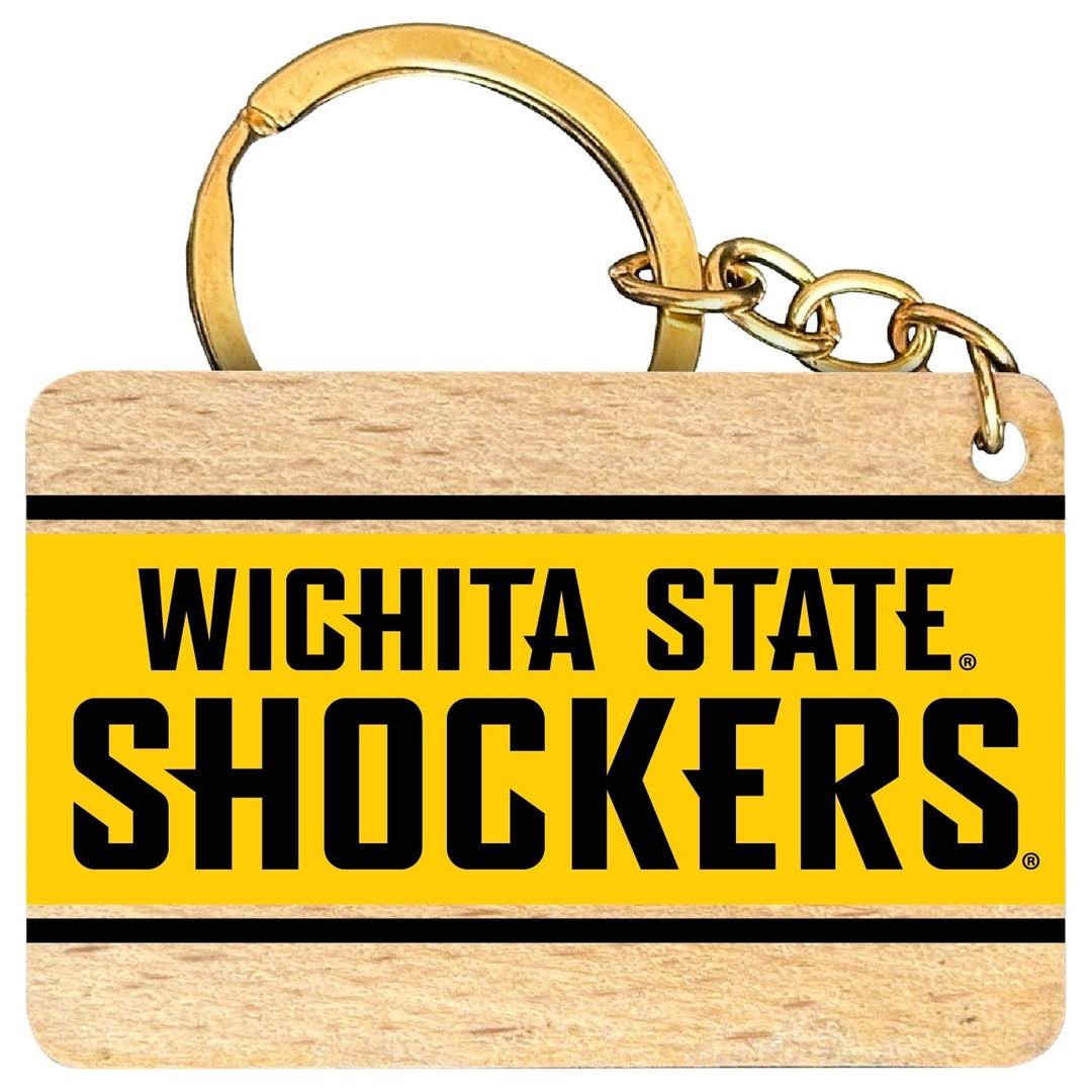 Wichita State Shockers Flat Wood Keychain 1.5" x 2.5" Officially Licensed Collegiate Product Image 1