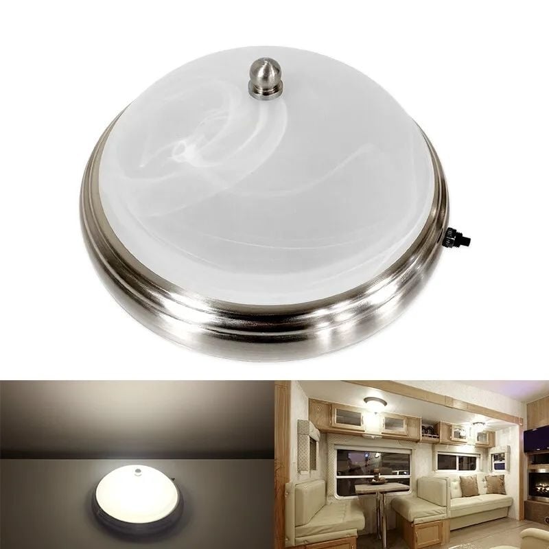 12V LED Glass Ceiling Light Warm White for RV Camper Caravan Boat Interior Decor Image 1