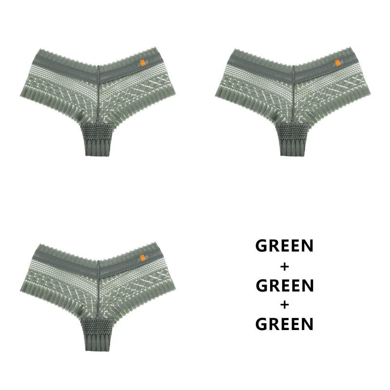 Women Fashion 3PCS/Set Panties Lace Low-waist Briefs Female Breathable Embroidery Underwear G String Underpant Lingerie Image 7