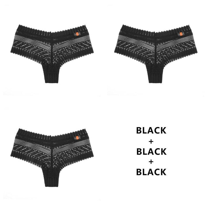 Women Fashion 3PCS/Set Panties Lace Low-waist Briefs Female Breathable Embroidery Underwear G String Underpant Lingerie Image 8