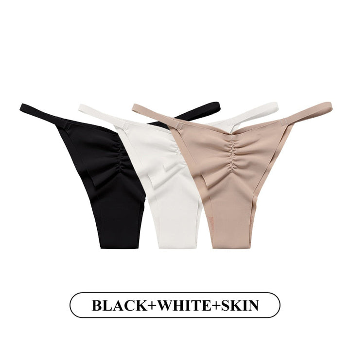 Women Fashion 3PCS/Set Ice Silk Panties Low-Rise Temptation Lingerie Female G String Underwear No Trace Thong Intimates Image 4