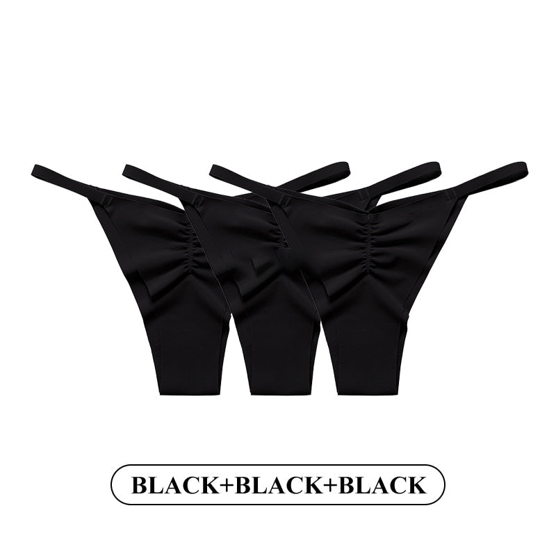 Women Fashion 3PCS/Set Ice Silk Panties Low-Rise Temptation Lingerie Female G String Underwear No Trace Thong Intimates Image 6