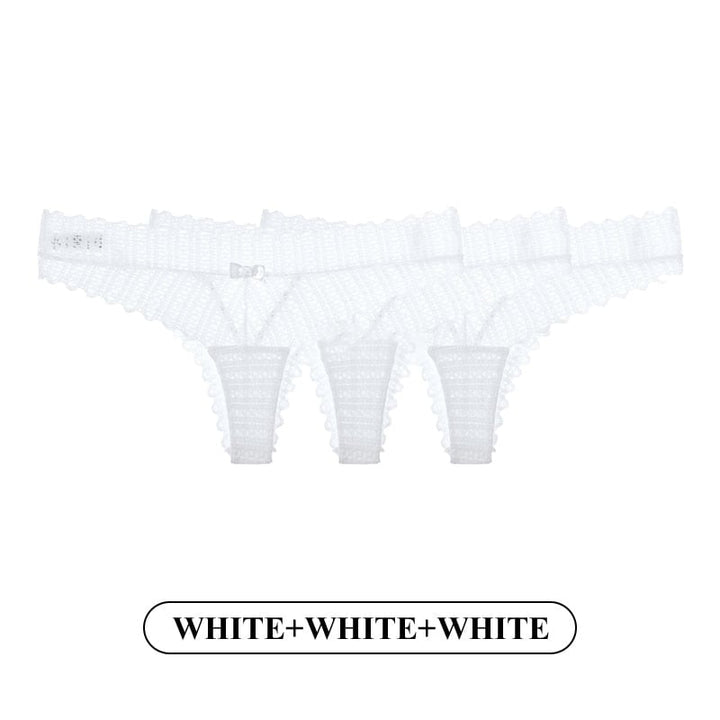 Women Fashion 3PCS/Set Lace Panties Low-waist G String Thong Underwear Female Hollow Out Transparent Temptation Lingerie Image 6