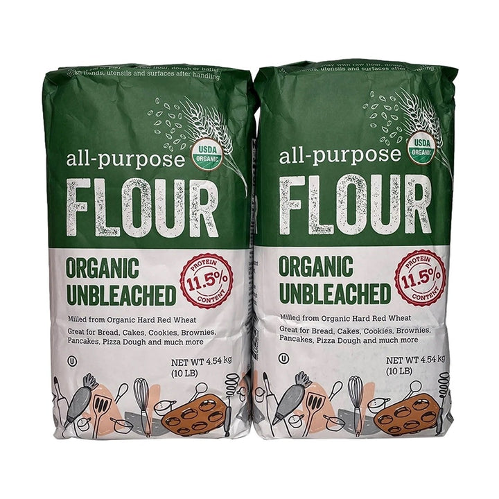 Kirkland Signature Organic Unbleached All Purpose Flour 10 Pounds (Pack of 2) Image 1