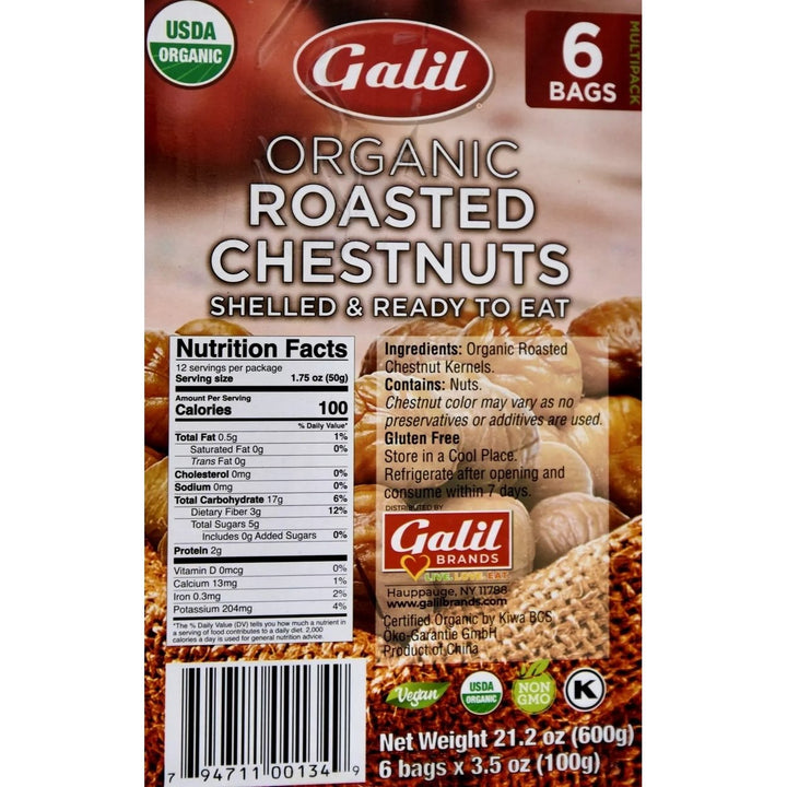 Galil Organic Shelled Roasted Chestnuts 3.5 Ounce (Pack of 6) Image 4