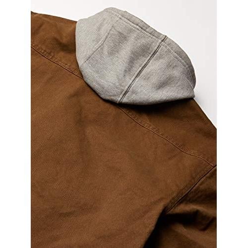 Wolverine mens Overman Fleece Lined Cotton Duck Canvas Hooded Shirt Jacket CHESTNUT Image 2