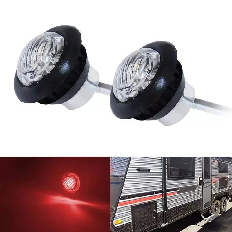 12V LED Side Marker Lights Red Recessed Mount Pack of 2 for RV Trailer Camping Image 1