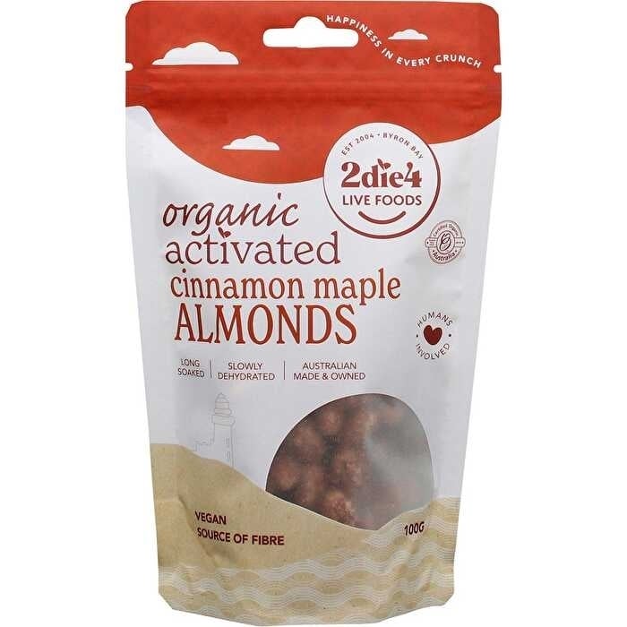 2die4 Live Foods Organic Activated Almonds Cinnamon Maple 100g Image 1