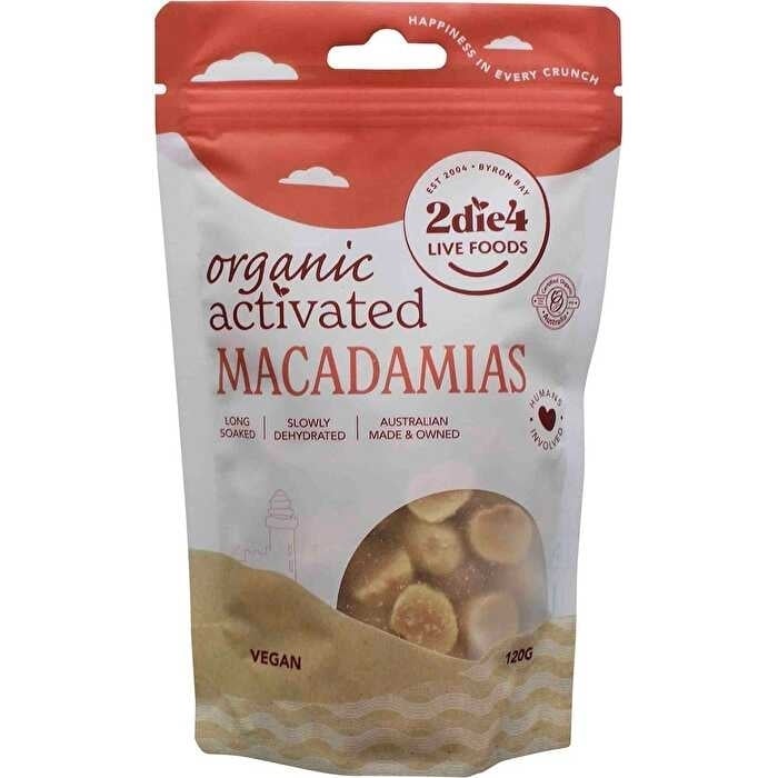 2die4 Live Foods Organic Activated Macadamias 120g Image 1