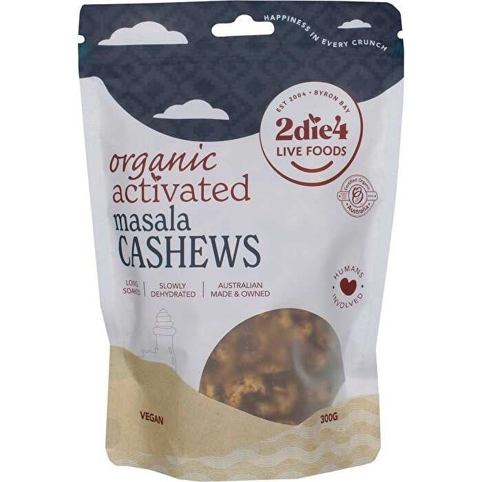 2die4 Live Foods Organic Activated Masala Cashews 300g Image 1