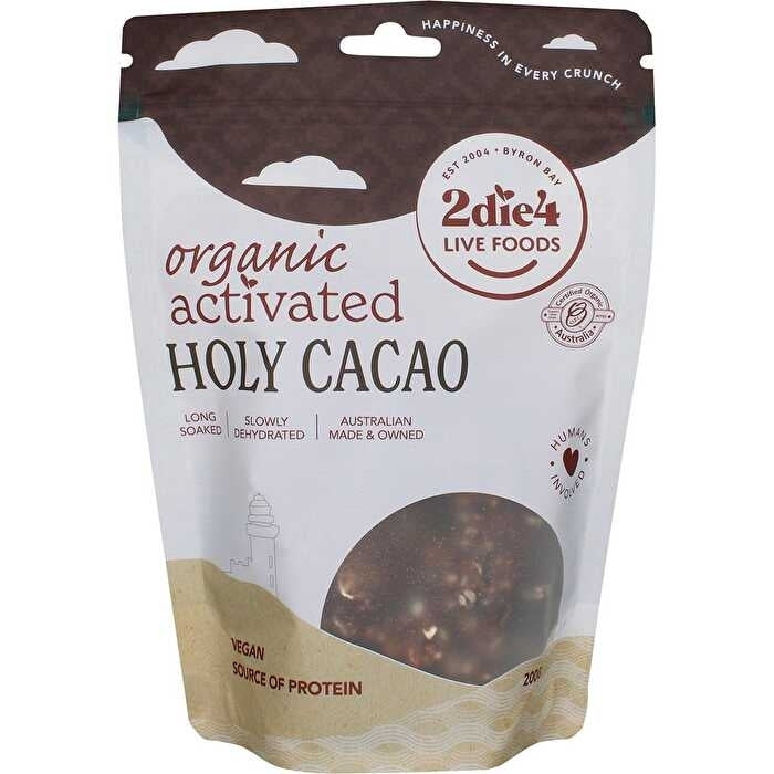 2die4 Live Foods Organic Activated Holy Cacao Cacao Granola Clusters 200g Image 1