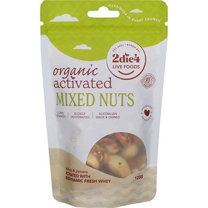 2die4 Live Foods Organic Activated Mixed Nuts Activated with Fresh Whey 120g Image 1