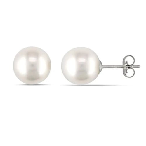 18K White Gold Plated 4mm White Pearl Round Stud Earrings Jewelry Gift Image 1