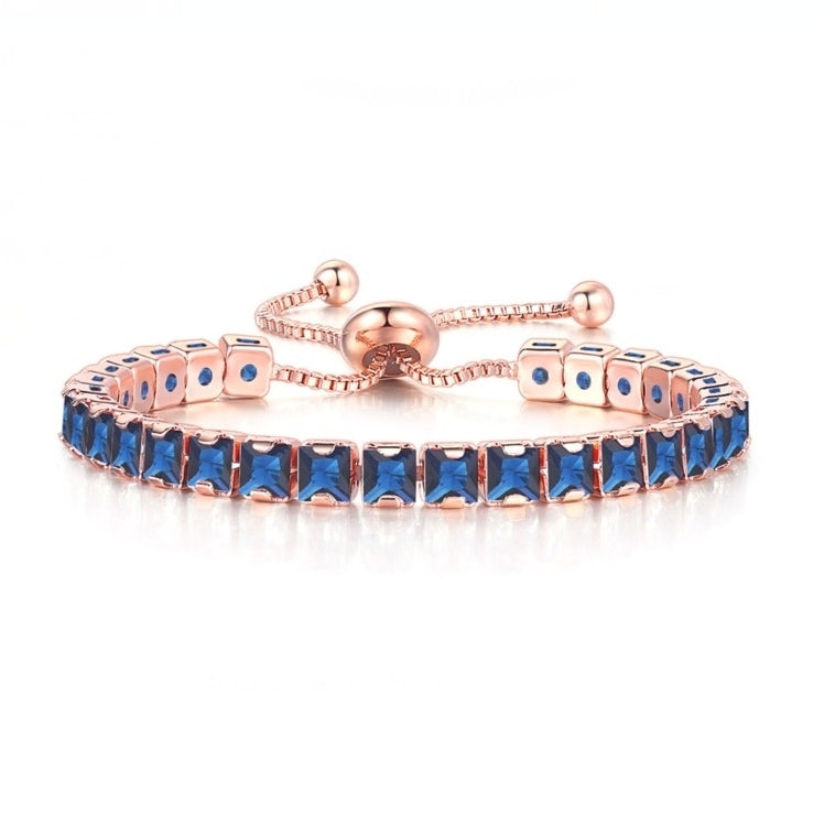 14k Rose Gold Plated Adjustable Tennis Bracelet 7 Cttw Created Blue Sapphire Image 1