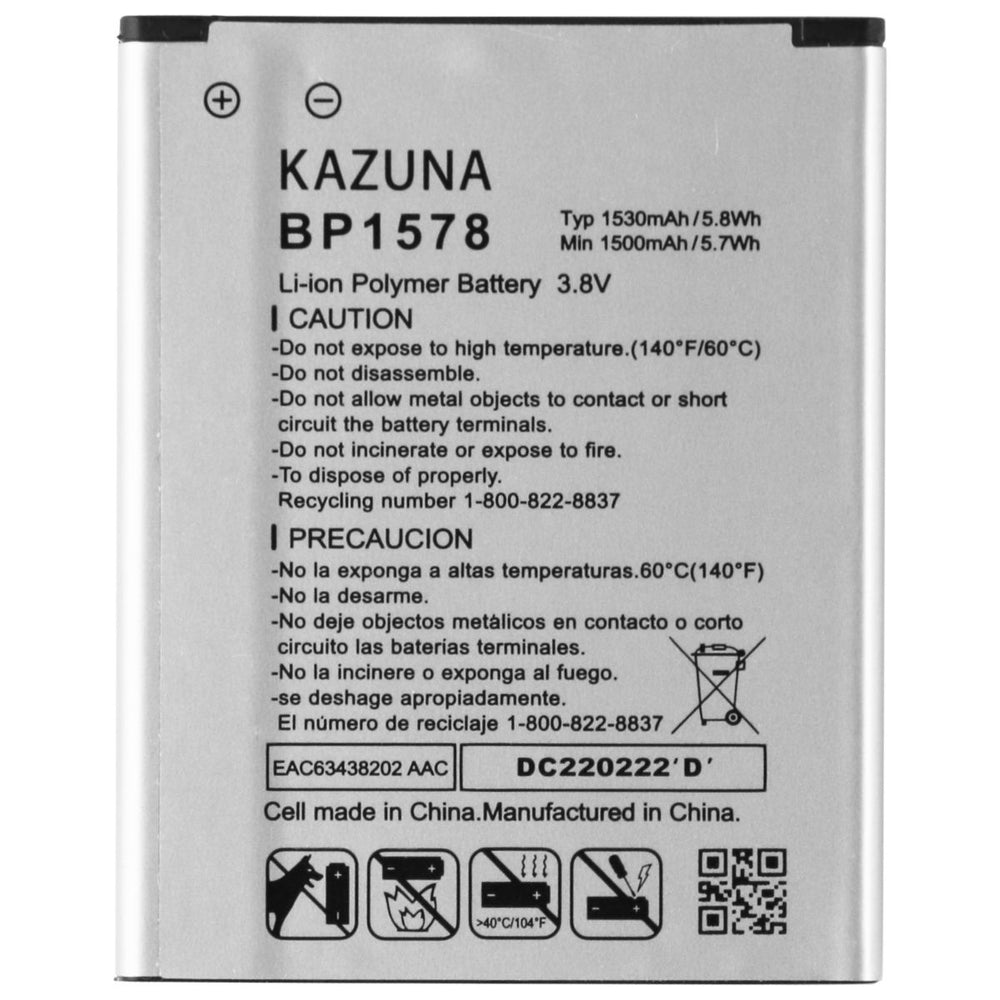 Kazuna BP1578 Lithium Ion Polymer Battery (3.8V/1530mAh/5.8Wh) for Kazuna eTalk Image 2