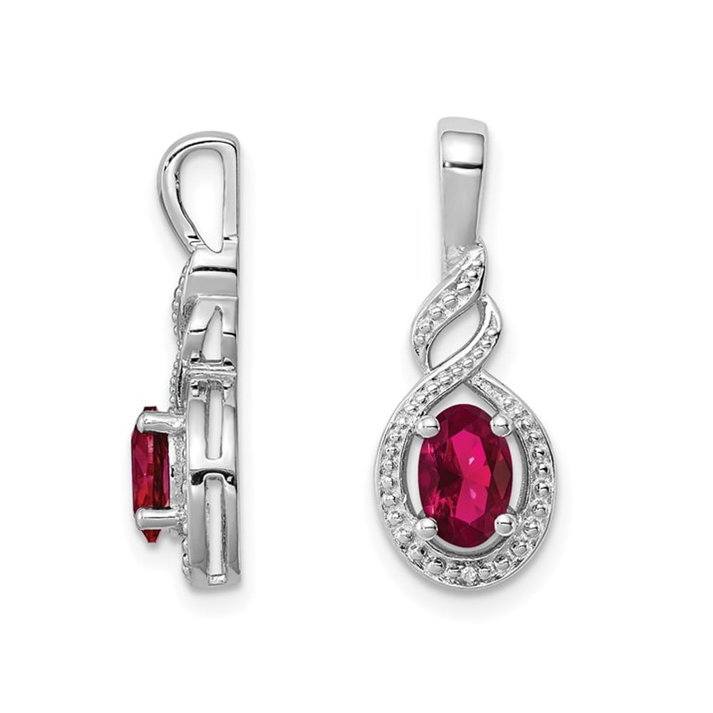 2/5 Carat (ctw) Lab Created Ruby Drop Infinity Pendant Necklace in Sterling Silver with Chain Image 3