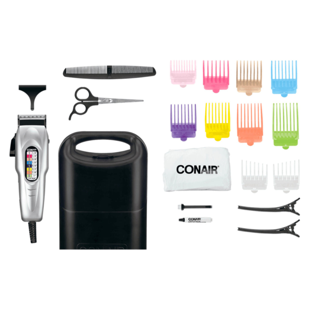 Conair 20-Piece Color-Coded Adjustable Clipper Haircut Kit with 10 Comb Attachments Image 3