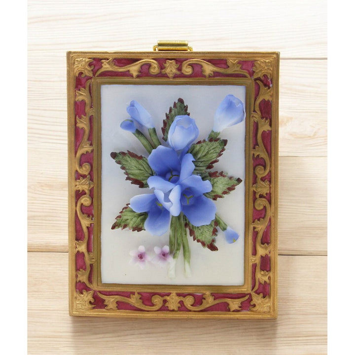 Ceramic Blue Bonnet Flower Wall Plaque 4.25in Texas Spring Gift Image 1