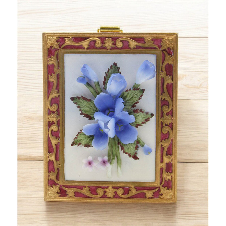 Ceramic Blue Bonnet Flower Wall Plaque 4.25in Texas Spring Gift Image 1