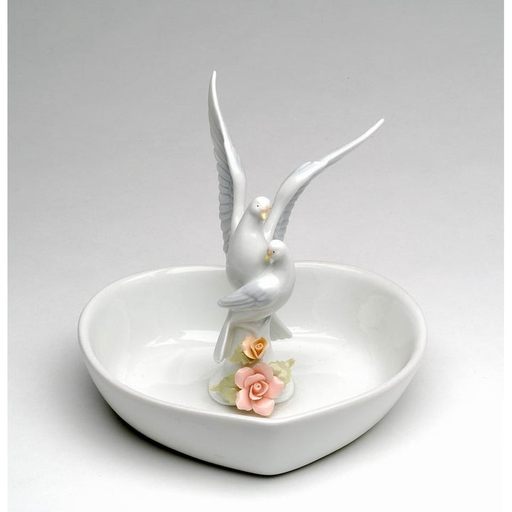 Ceramic Dove Birds Jewelry Tray 5.5 Inch  Romantic Image 3