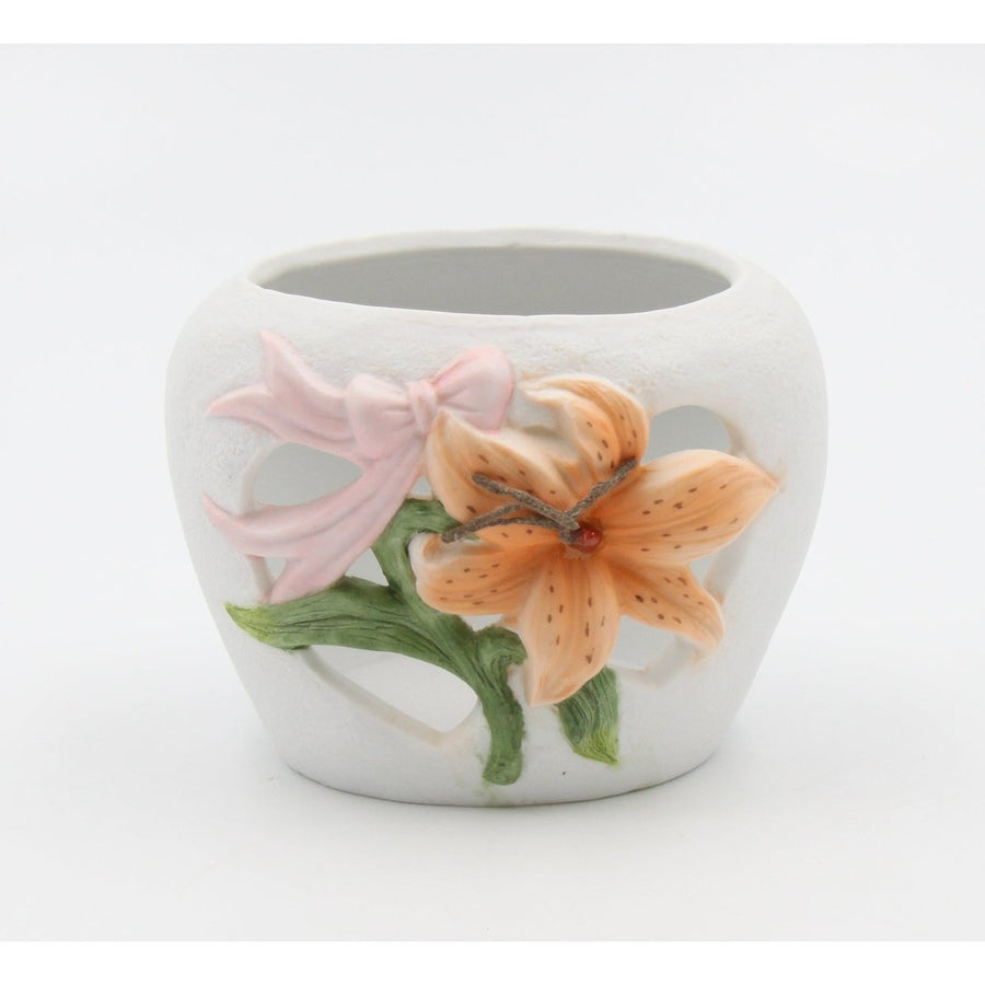 Kevins Gift Shoppe Ceramic Vintage Style Lily Flower Votive Candle Holder Image 1