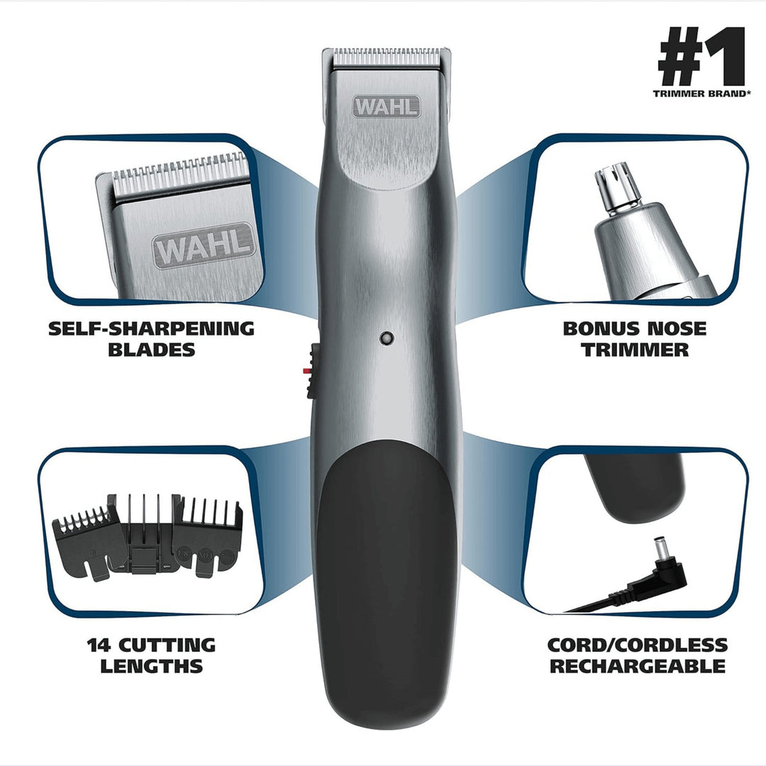 Wahl Groomsman 16-Piece Rechargeable Beard Trimmer and Nose Hair Trimmer Image 6